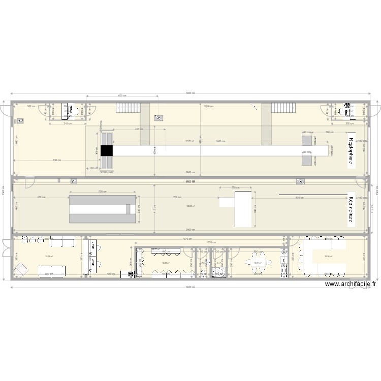 Implantation CCT MIXTE DREUX. Plan de 11 pièces et 417 m2