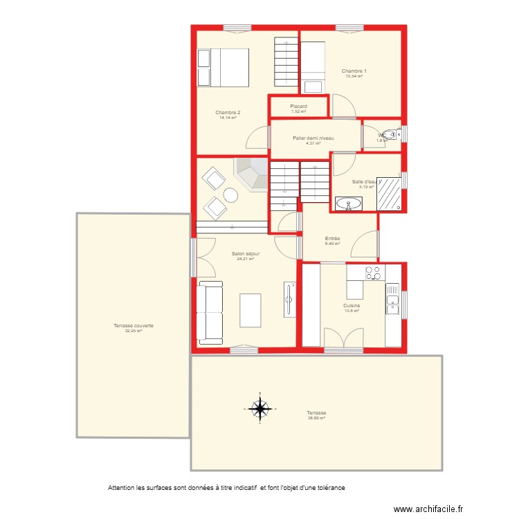 BI1990 niveau 1 et 2 non cöté. Plan de 0 pièce et 0 m2