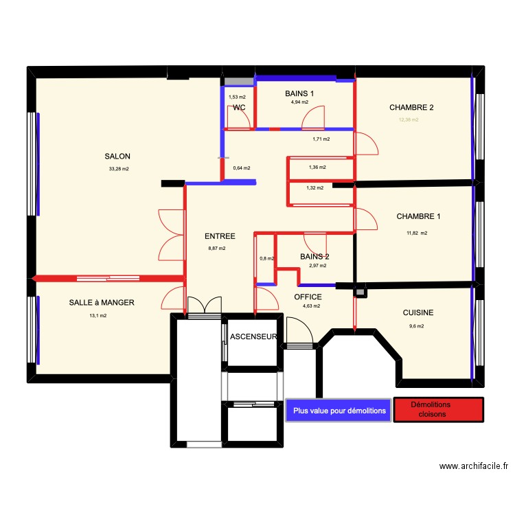 PLAN de démolition 2. Plan de 0 pièce et 0 m2