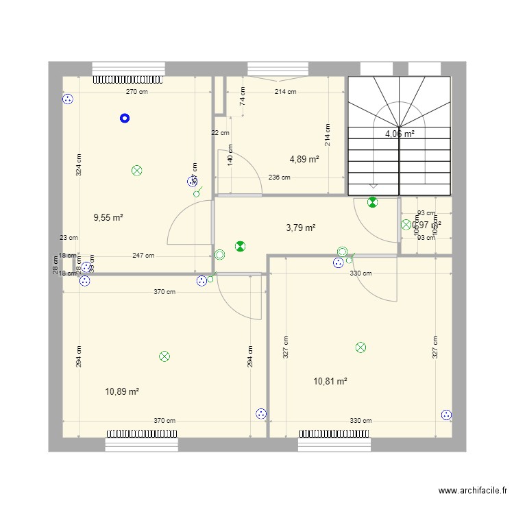 Les Meroux 1. Plan de 9 pièces et 45 m2