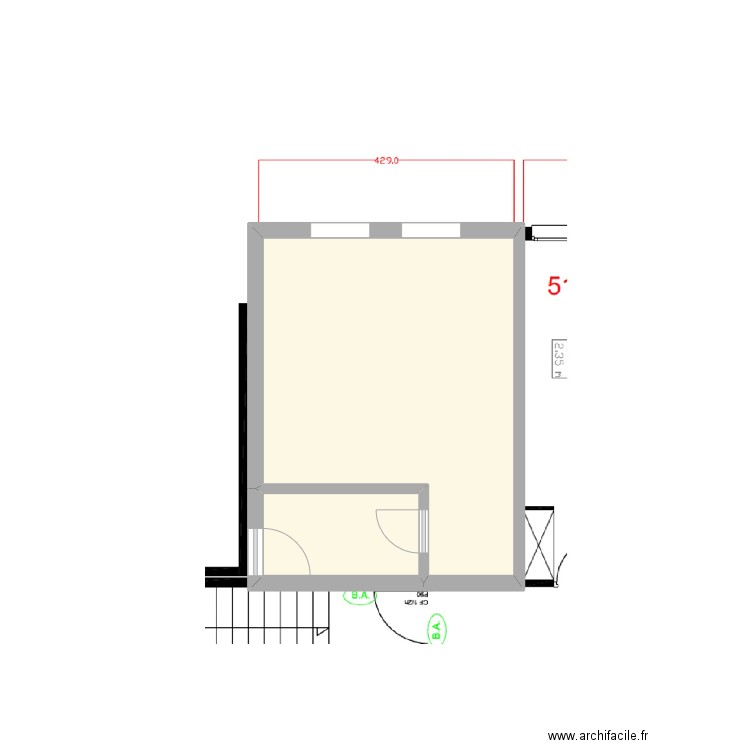 Fond de plan Studio GS. Plan de 2 pièces et 24 m2