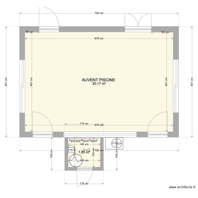 AUVENT ET ABRIS PISCINE 6 10 21 V2. Plan de 2 pièces et 32 m2