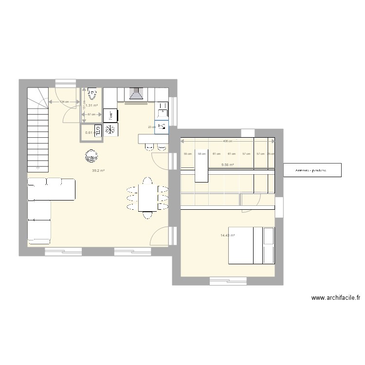 mezzanine chambre 2 panneaux bois. Plan de 0 pièce et 0 m2