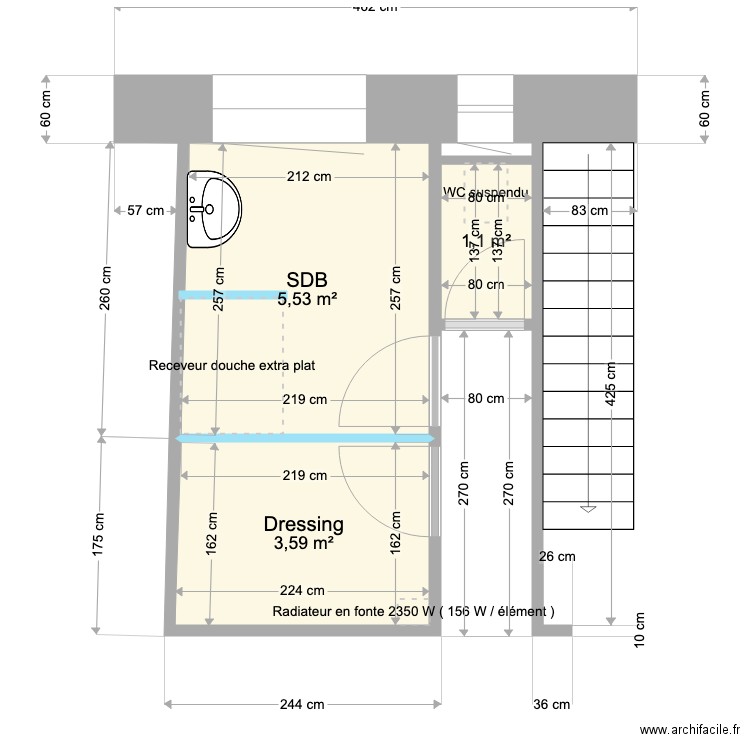 Plan Grassin. Plan de 4 pièces et 10 m2