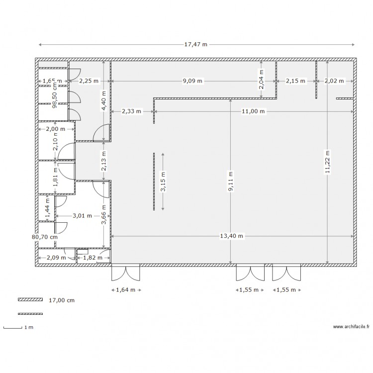 Salle de sport Mauguio RDC cotations. Plan de 0 pièce et 0 m2