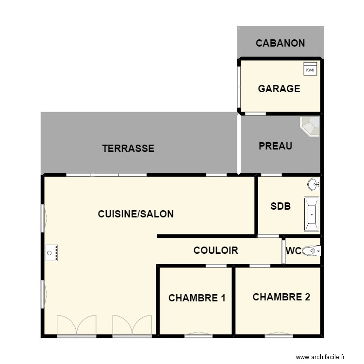 SALVI. Plan de 9 pièces et 84 m2