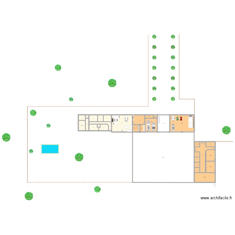 Plans Thairé différent. Plan de 39 pièces et 2136 m2