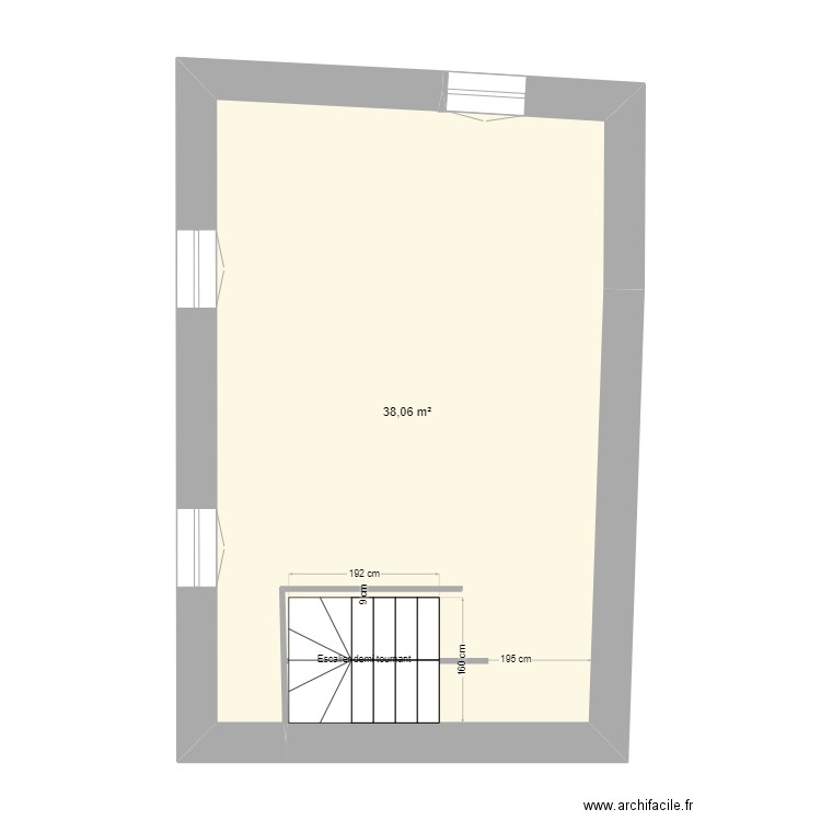 PAULINE BIOL etage. Plan de 1 pièce et 38 m2