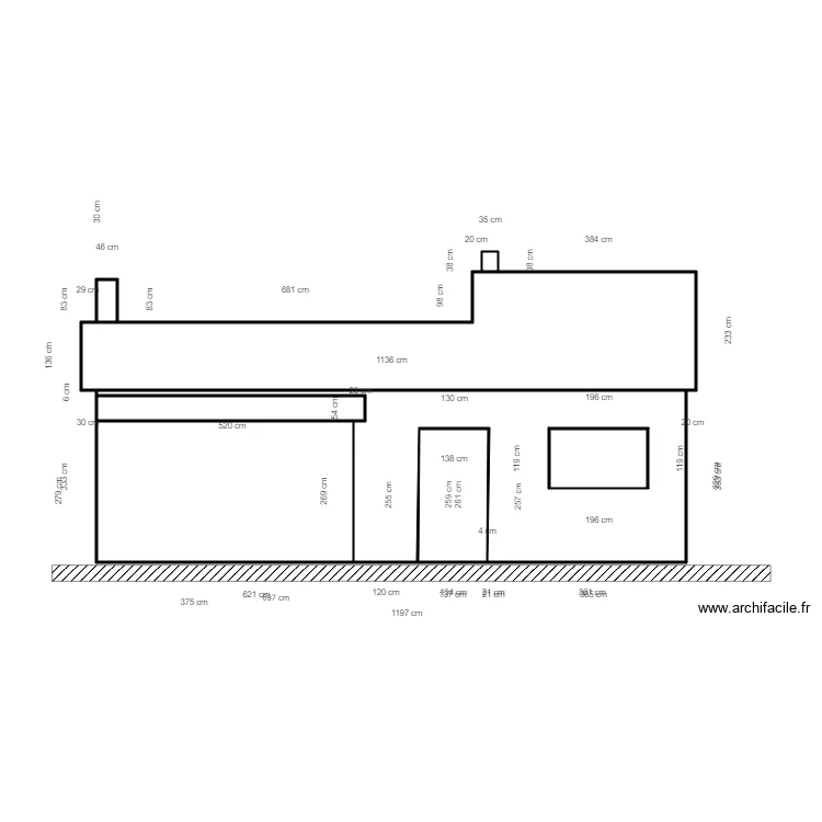 facade sud ouest. Plan de facade sud ouest. Plan de