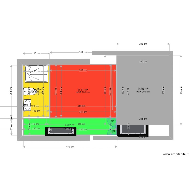 ORBEC 2EME. Plan de 4 pièces et 26 m2