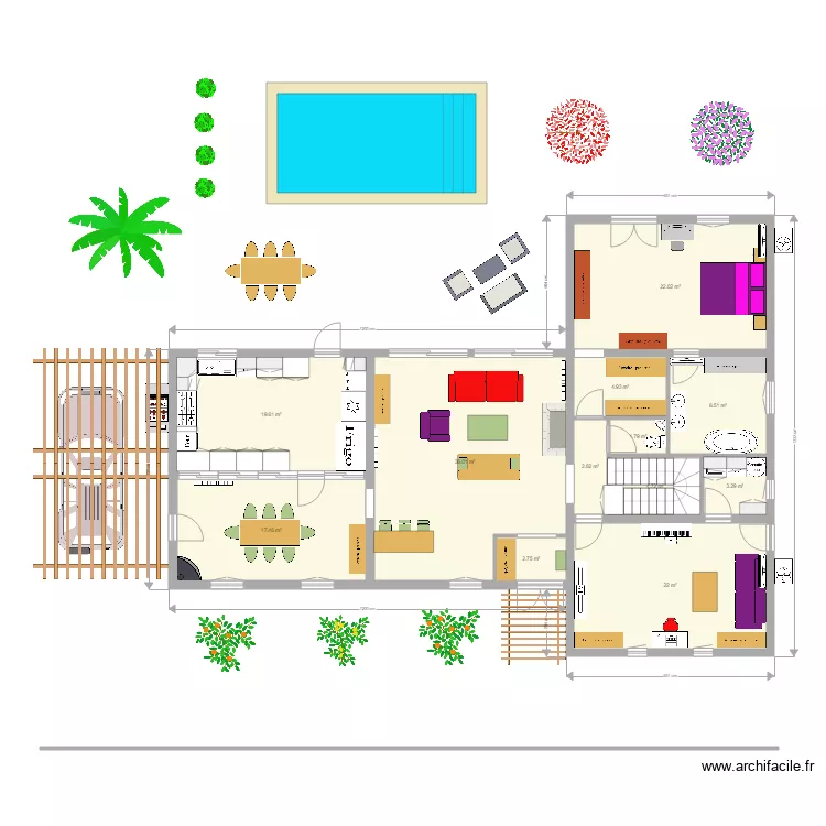 maison 2 &eacute;tages en T. Plan de 