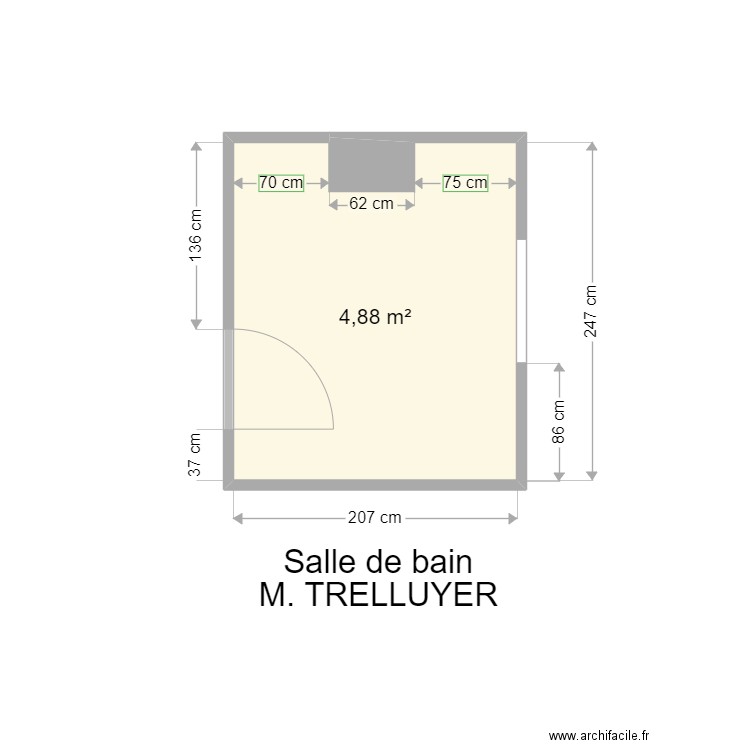 M. TRELLUYER. Plan de 1 pièce et 5 m2