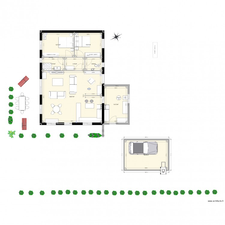 maison avec cellier indépendant et  terrasse en façade inversion . Plan de 0 pièce et 0 m2