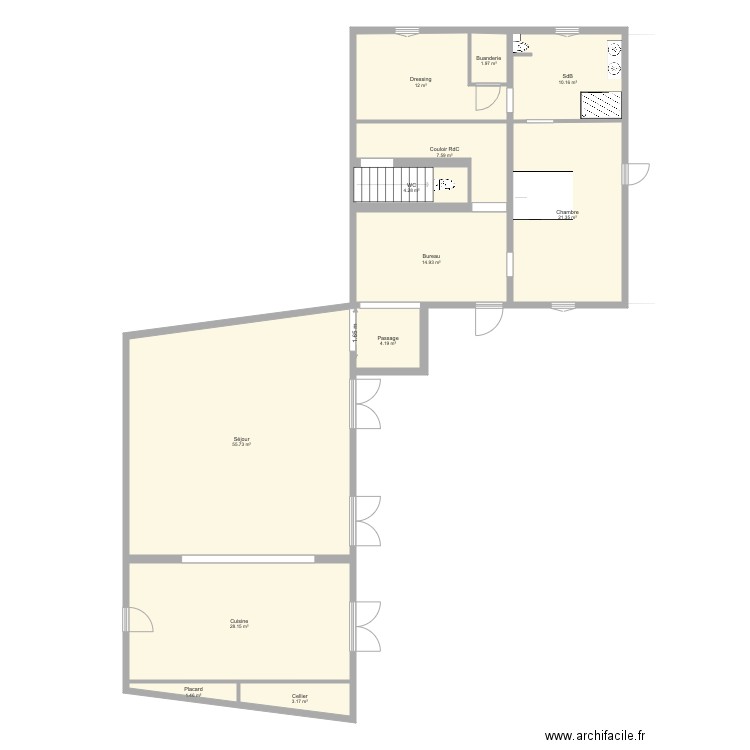 RdC chambres Aimargues modifié. Plan de 0 pièce et 0 m2