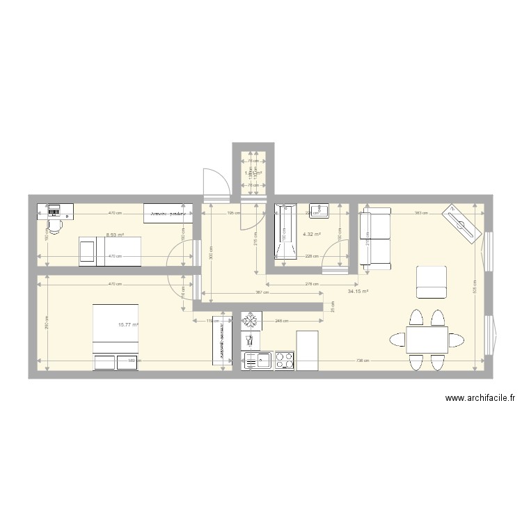 Appart 4D amenagement. Plan de 0 pièce et 0 m2