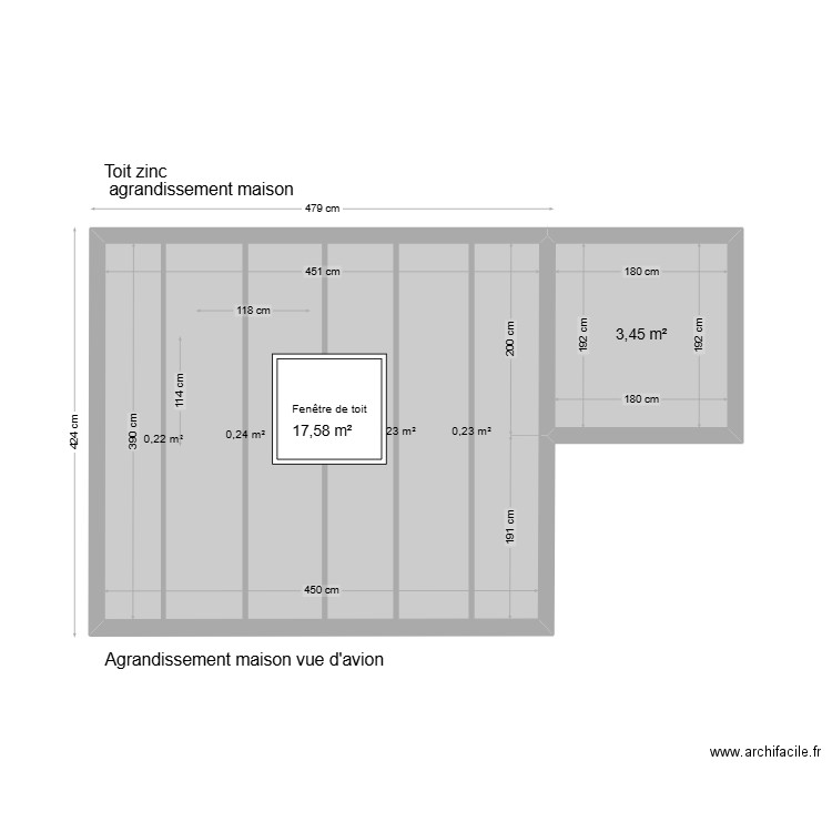 agrandissement vue d'avion agrandissement mairie. Plan de 2 pièces et 21 m2