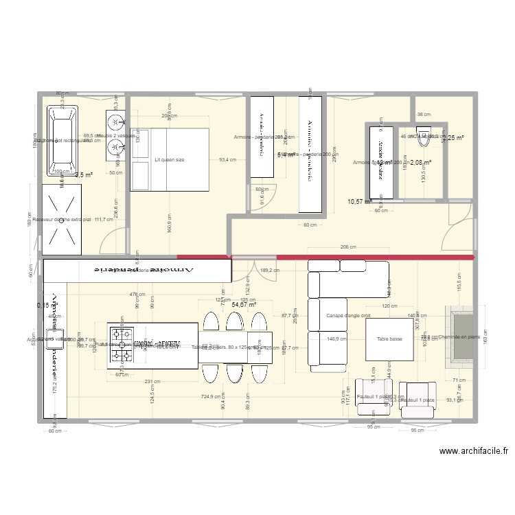 Maidon rdc - 48m2. Plan de 8 pièces et 85 m2