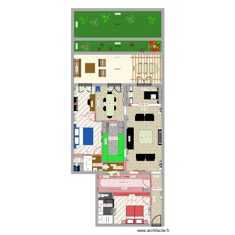 131 POMPE 22. Plan de 15  et 169 m²