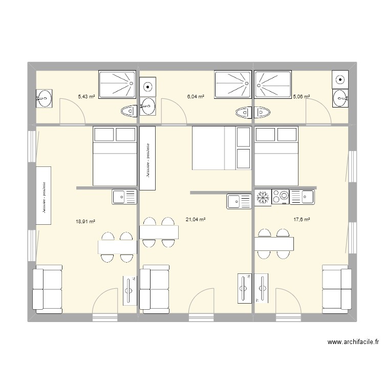 r+1. Plan de 0 pièce et 0 m2
