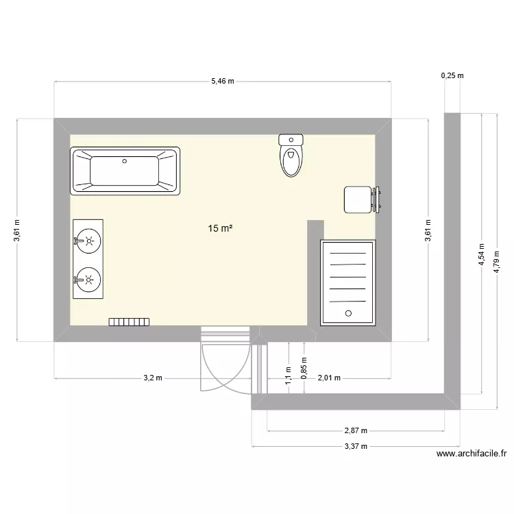 ssddd. Plan de 1  et 15 m²