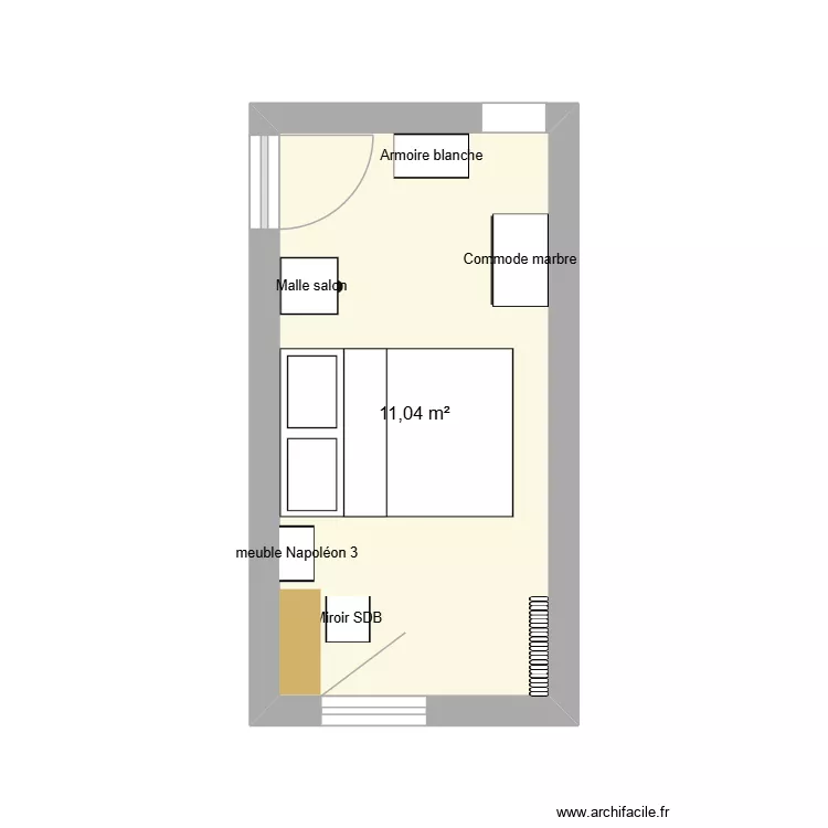 chambre Bibi. Plan de 1 pièce et 11 m² chambre Bibi. Plan de 1 pièce et 11 m²
