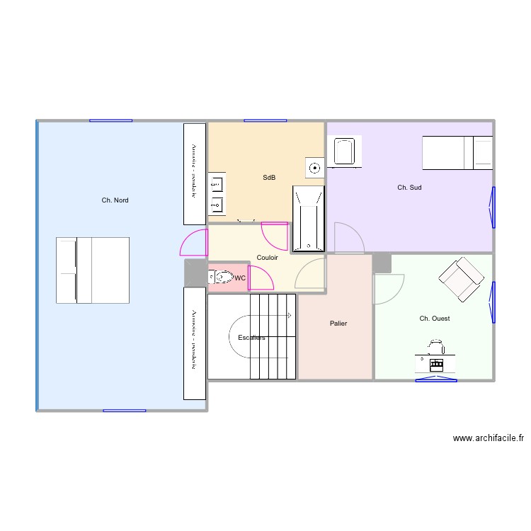 ET1. Plan de 11 pièces et 87 m2