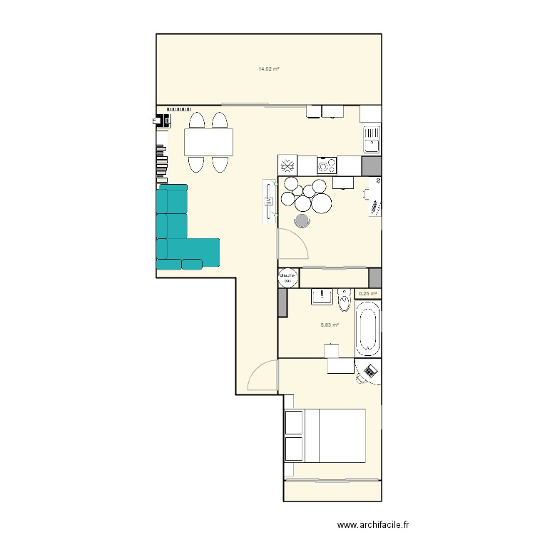 Plan SLV. Plan de 11 pièces et 72 m2