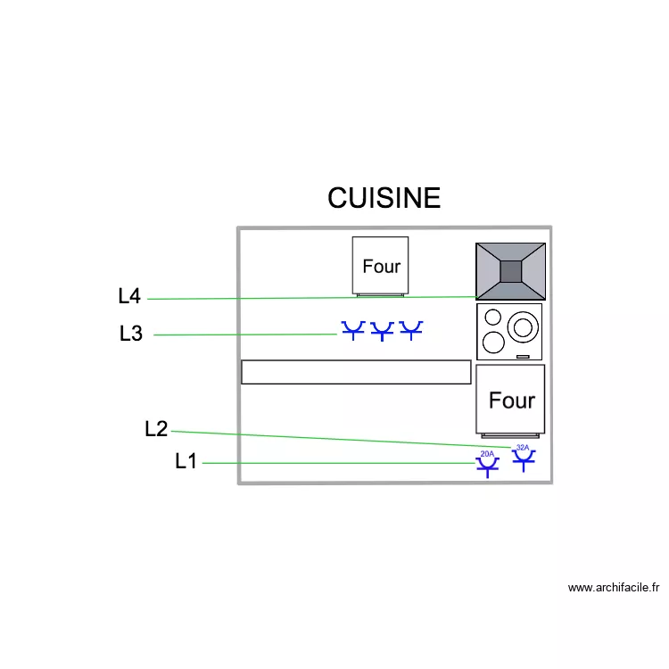 Plan elec cuisine. Plan de 