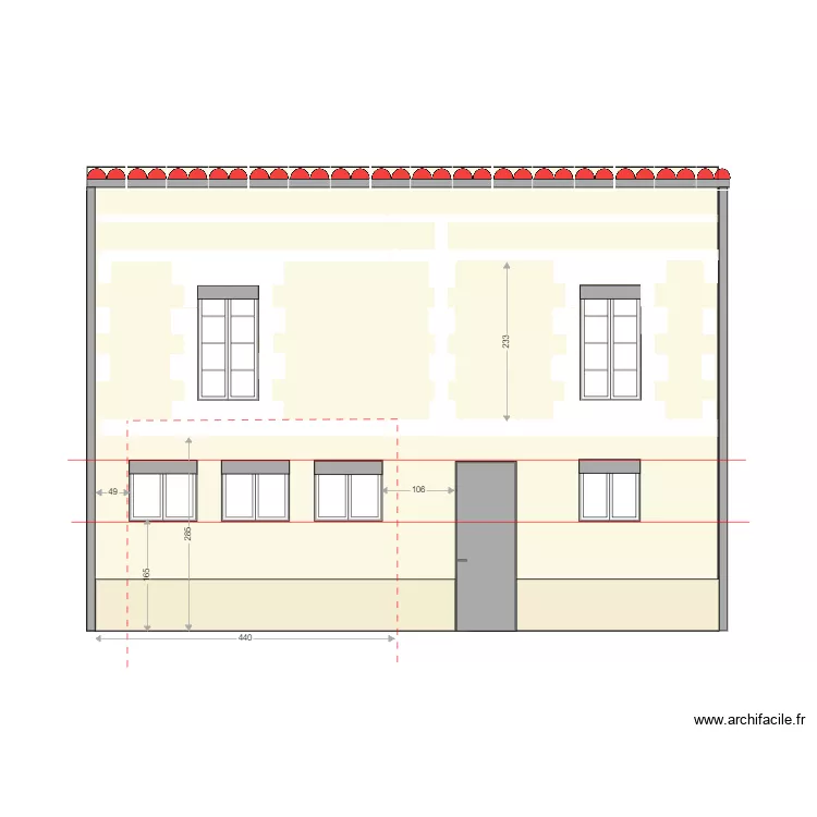 fa&ccedil;ade est projet. Plan de 