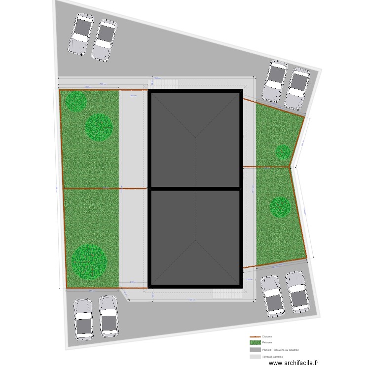 Plan Terrains Lamy Agencement extérieur. Plan de 15 pièces et 844 m2
