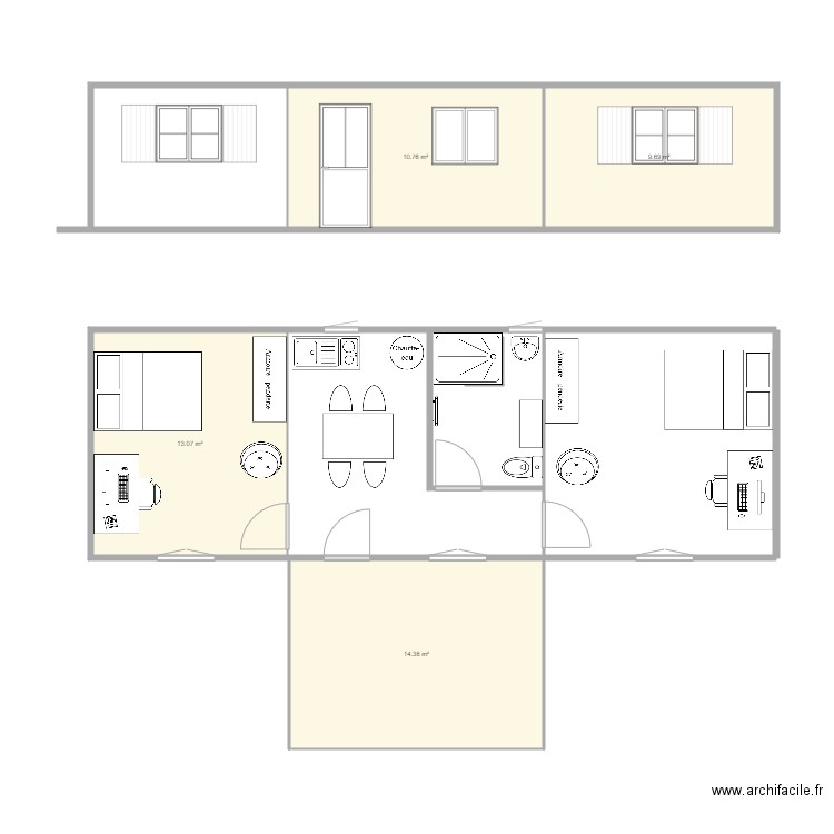 chambre jardin . Plan de 0 pièce et 0 m2