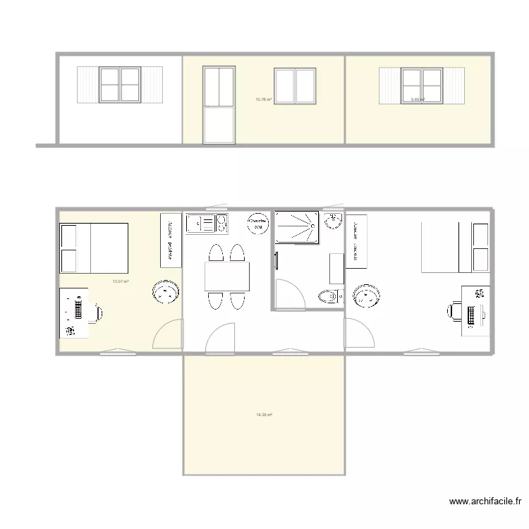 chambre jardin . Plan de 