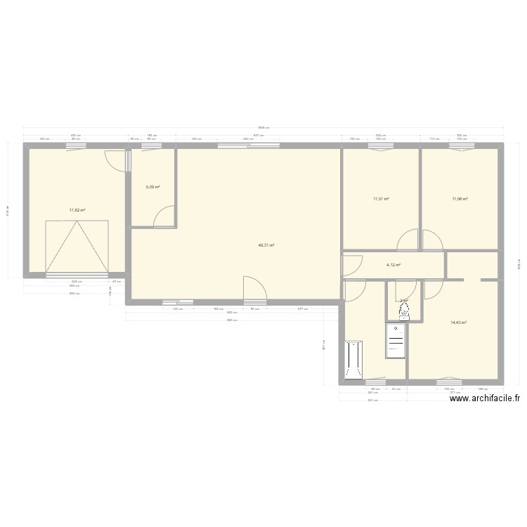 MAISON 1 SA. Plan de 9 pièces et 116 m2