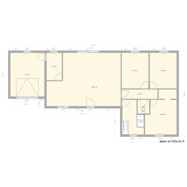 MAISON 1 SA. Plan de 8 pièces et 116 m2