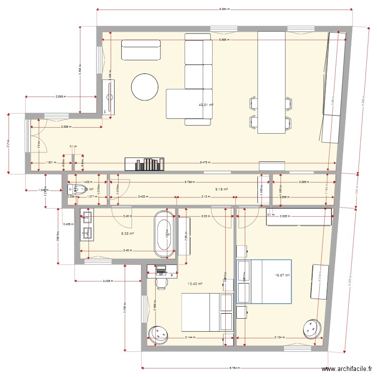 Chalet. Plan de 6 pièces et 96 m2