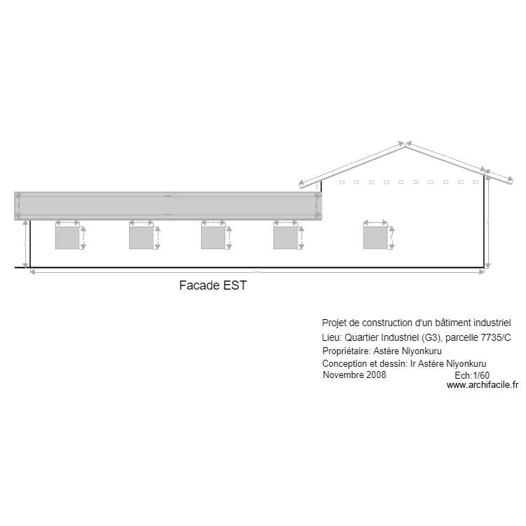 facade EST norme. Plan de 