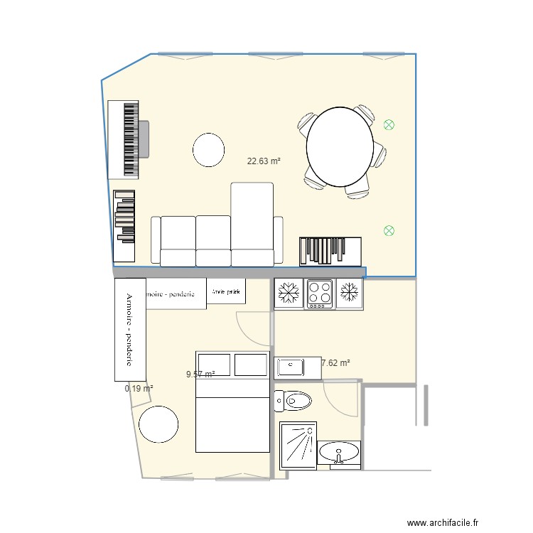 sans le bout de couloir. Plan de 0 pièce et 0 m2