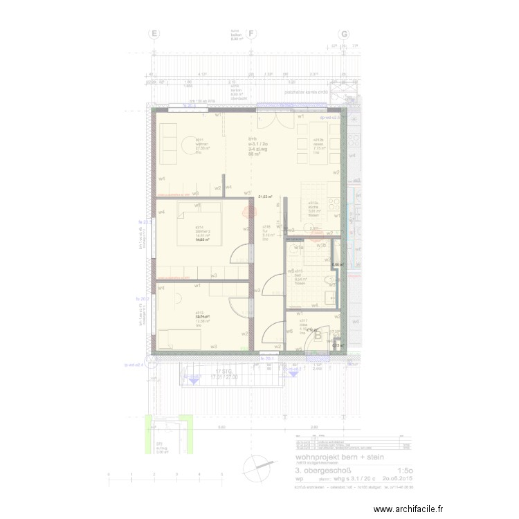 Bernstein Str. avec fond. Plan de 6 pièces et 84 m2