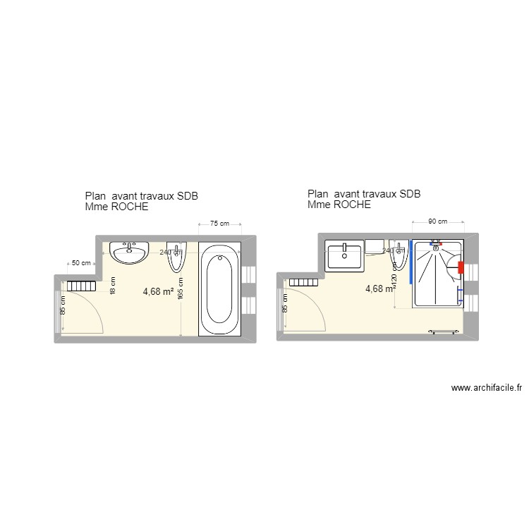 ROCHE. Plan de 2 pièces et 9 m2