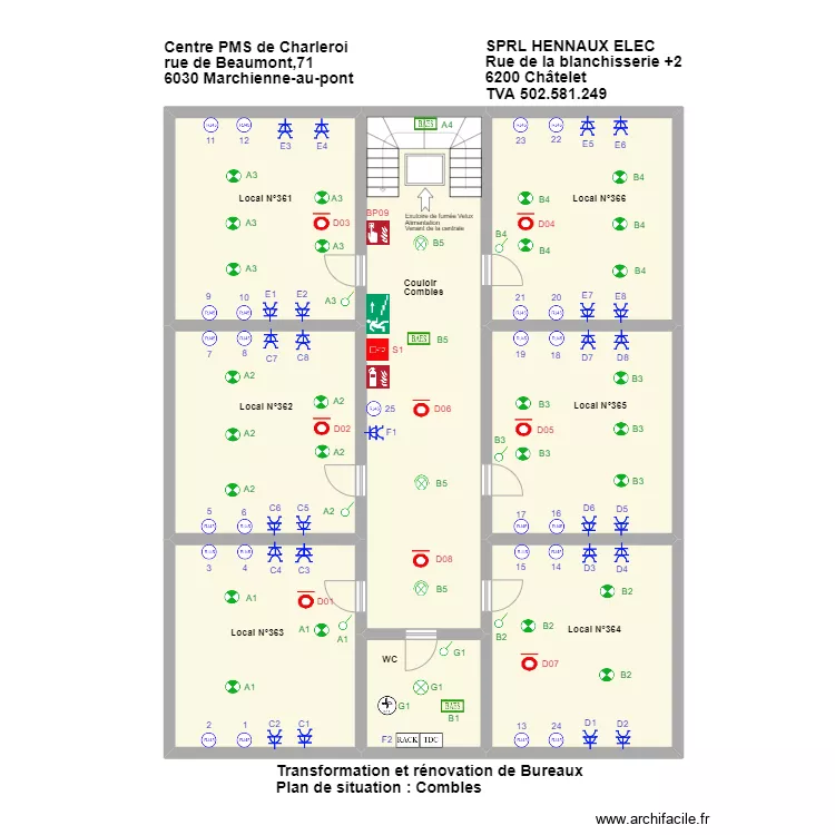 centre pms comble. Plan de 