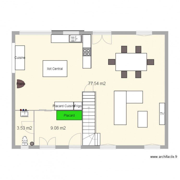 Rez de Chaussée après travaux. Plan de 0 pièce et 0 m2