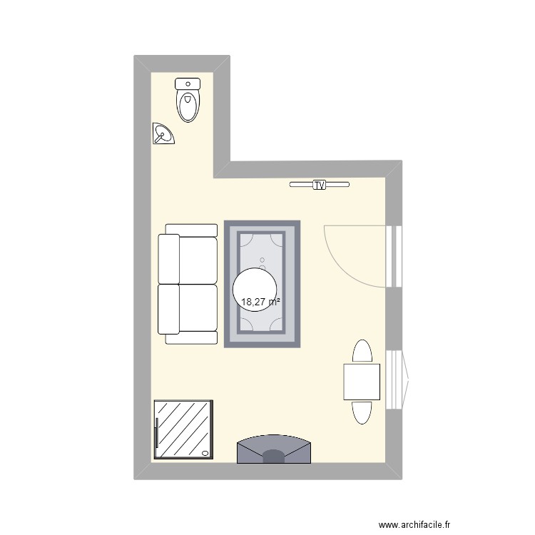 dépendance. Plan de 1 pièce et 18 m2