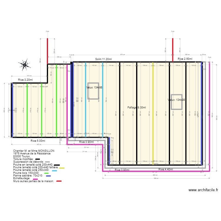 MONSILLON. Plan de 15 pièces et 116 m2