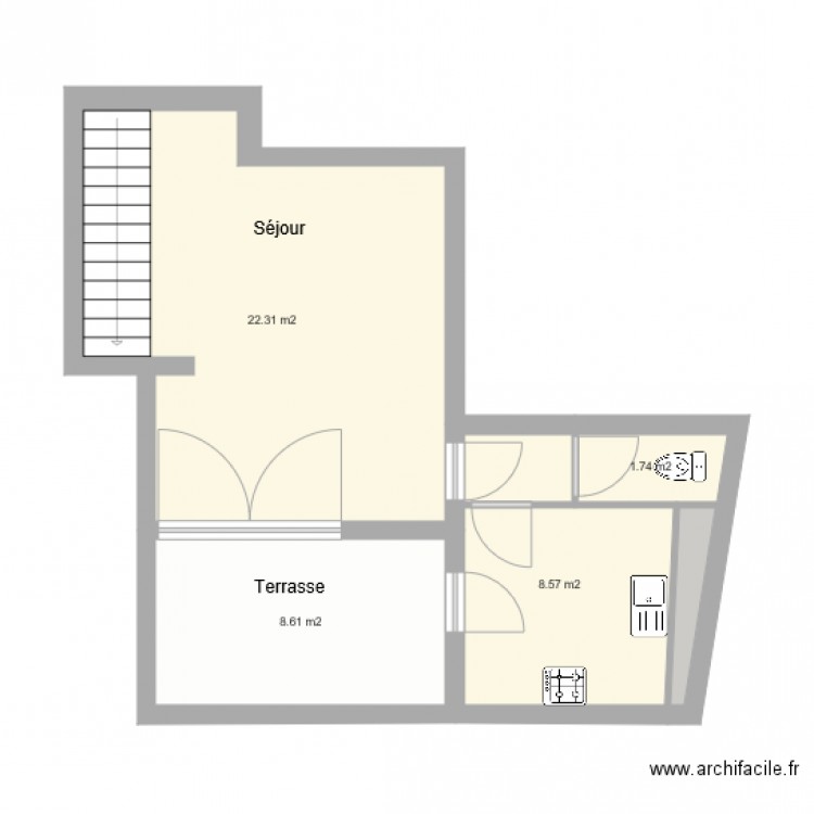 Le Plessis niveau intermédiaire situation actuelle. Plan de 0 pièce et 0 m2