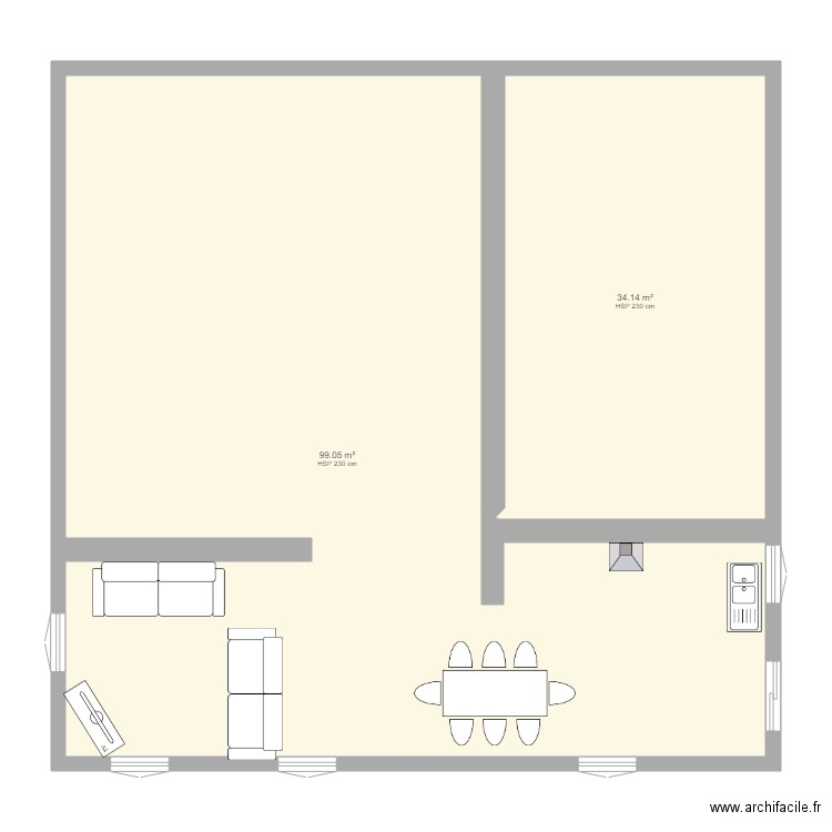 maison. Plan de 2 pièces et 133 m2