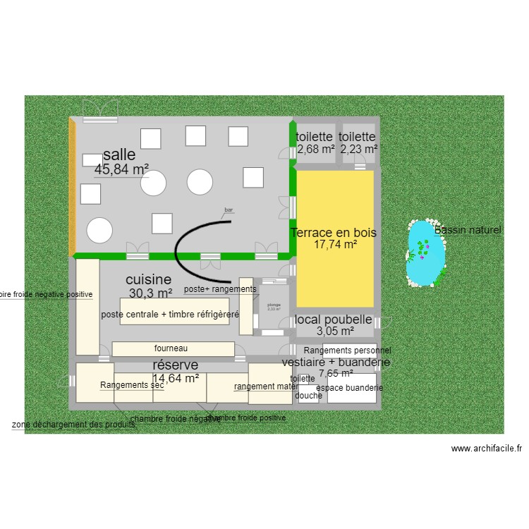 plan de mon restaurant. Plan de 9 pièces et 126 m2