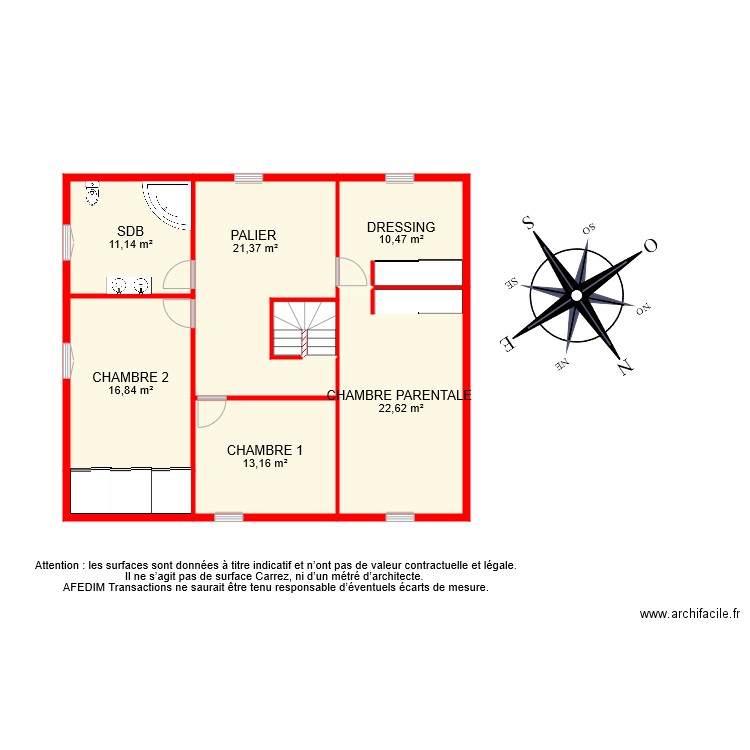 BI 7413 ETAGE . Plan de 8 pièces et 102 m2