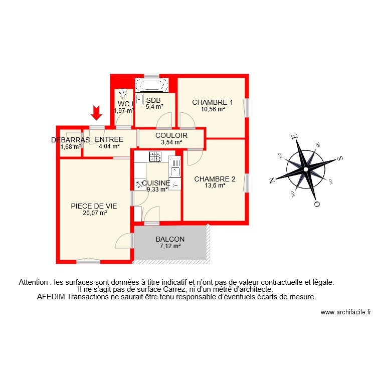 BI 7169 . Plan de 13 pièces et 78 m2