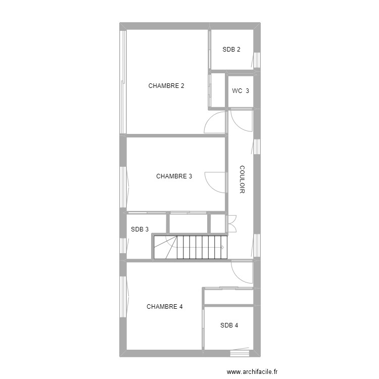 MAISON A ETAGE. Plan de 13 pièces et 58 m2