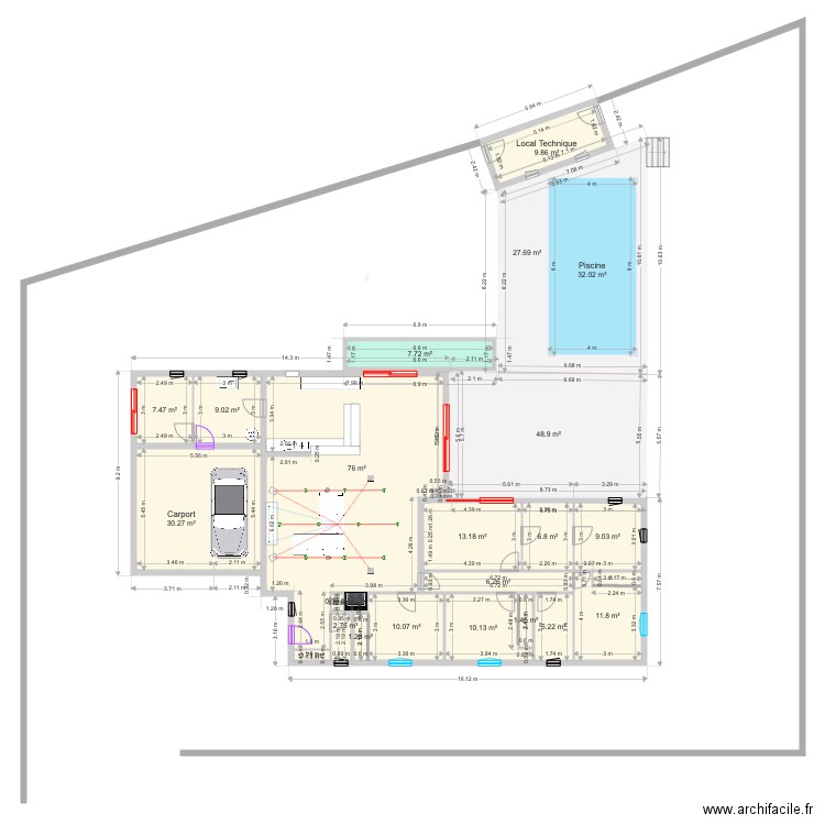 Maison. Plan de 22 pièces et 363 m2